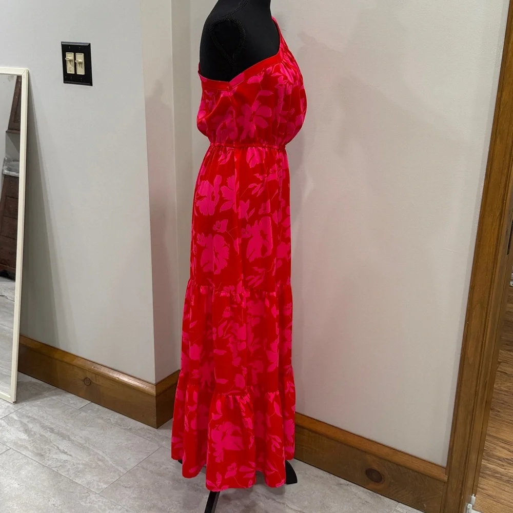 Pretty Garden NWOT size S vibrant red and pink floral maxi dress - Picture 5 of 7
